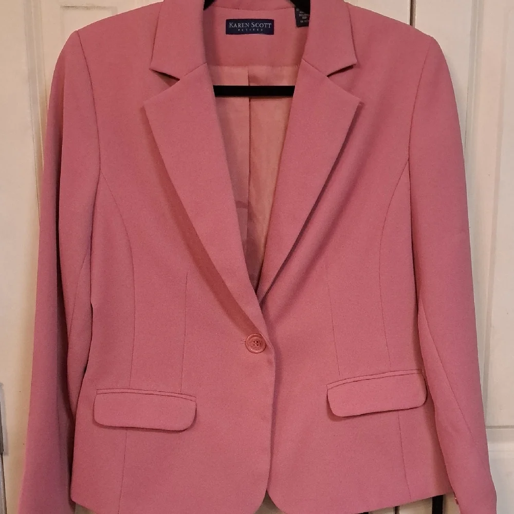 Karen Scott Women's Blush Pink Suit Jacket